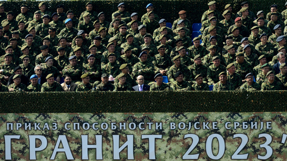 Ministar Vučević i general Mojsilović na generalnoj probi za prikaz sposobnosti Vojske Srbije Granit 2023